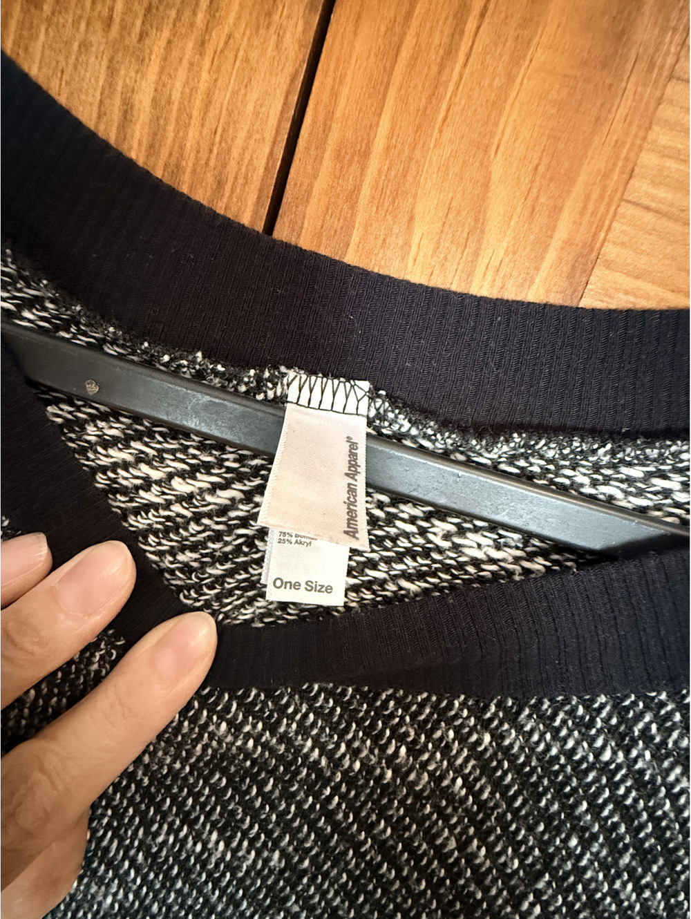 AMERICAN APPAREL Black and White Heathered Knit Sweater Sweatshirt - Picture 2 of 10